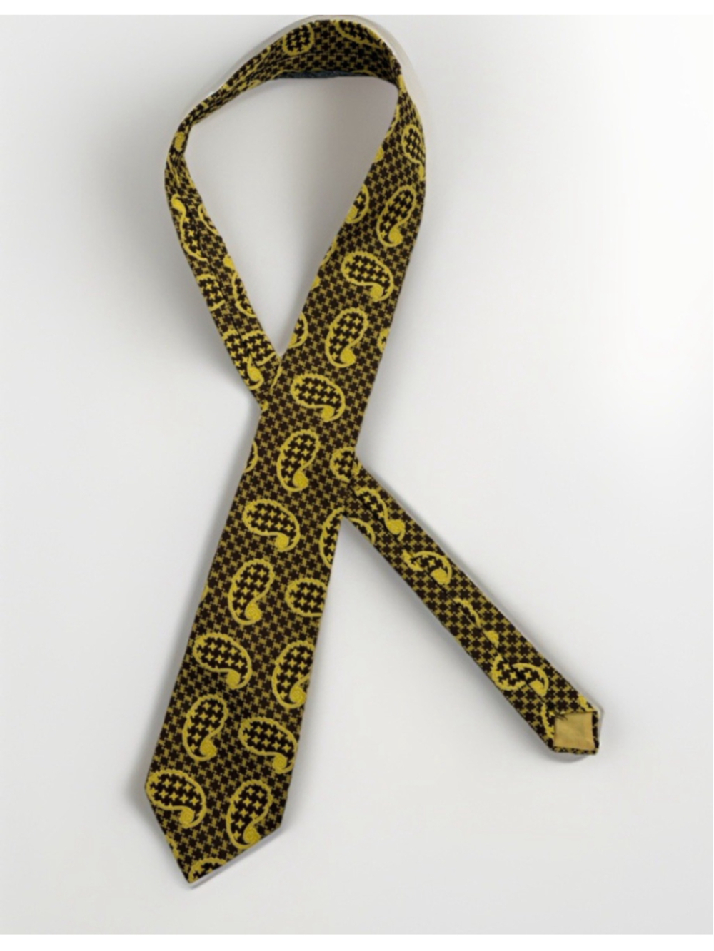 Vintage 70s Golden Class Paisley Necktie Brown Gold Retro Wide Tie